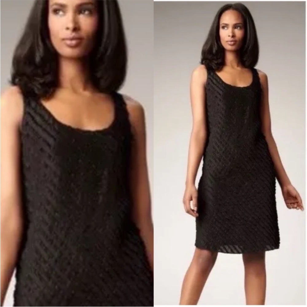 Eileen Fisher Ruffled Silk Sheath Tank Dress Womens 16W Black